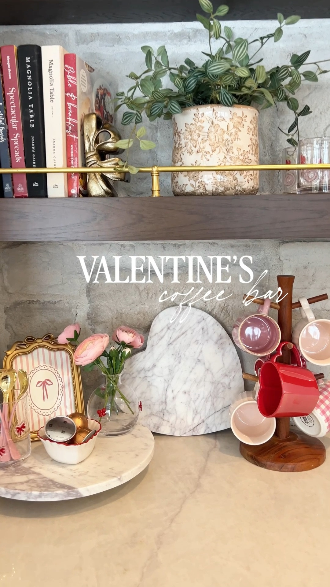 Valentine’s coffee bar! Needed to brighten up this little space in the thick of the long winter! Everything I used is linked below! 

Valentine’s Day decor 
Valentines home decor 
Valentine coffee bar 
Spring coffee bar 

#LTKSeasonal #LTKHome #LTKValentine
