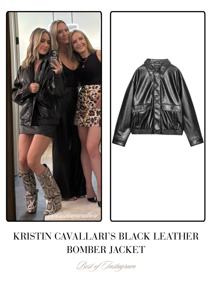 Kristin Cavallari's Black Leather Bomber Jacket 📸= @kristincavallari 

 