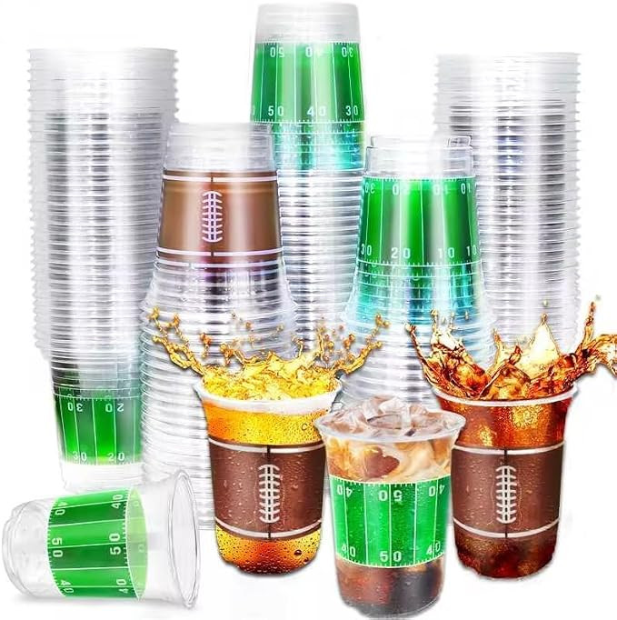 TURNMEON 100 Pcs 16 Oz Football Cups Party Decorations, Thickened Plastic Cups Football Party Sup... | Amazon (US)