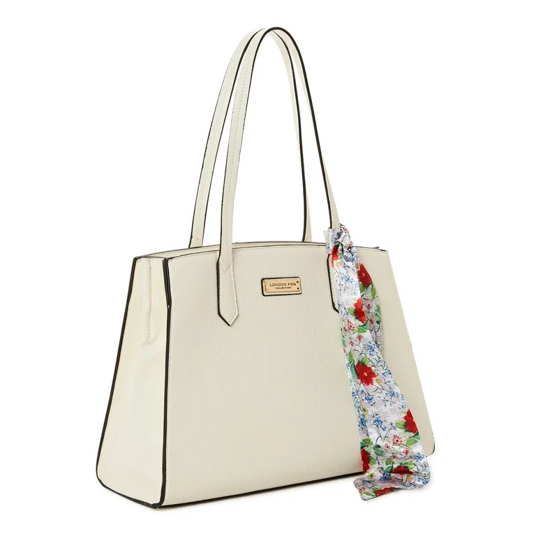 London Fog Women's Adult Elisa Satchel Handbag with Scarf White - Walmart.com | Walmart (US)
