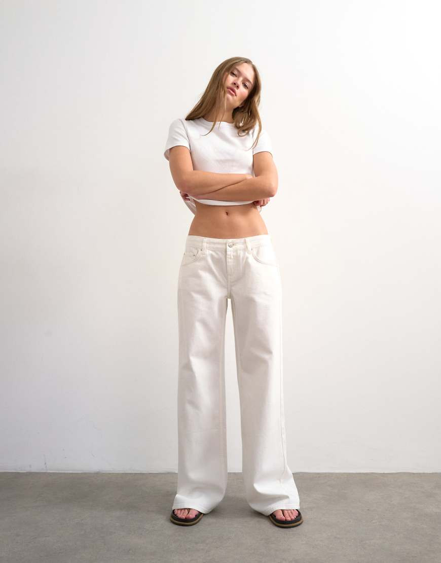 Topshop low rise wide leg jean in bone-White | ASOS (Global)