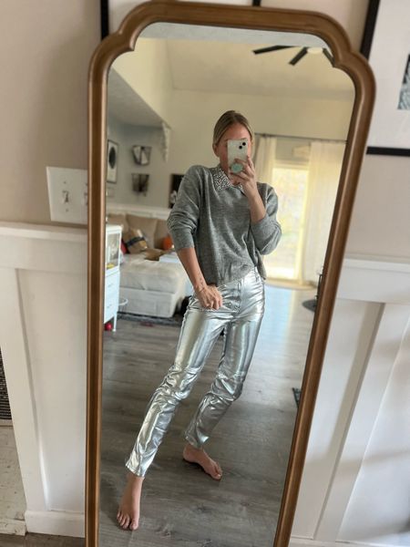 Metallic Silver Pants. Holiday Pants, New Years Eve Party Pants. True to size wearing a 25

Sale #LTKHoliday

#LTKstyletip #LTKHoliday
