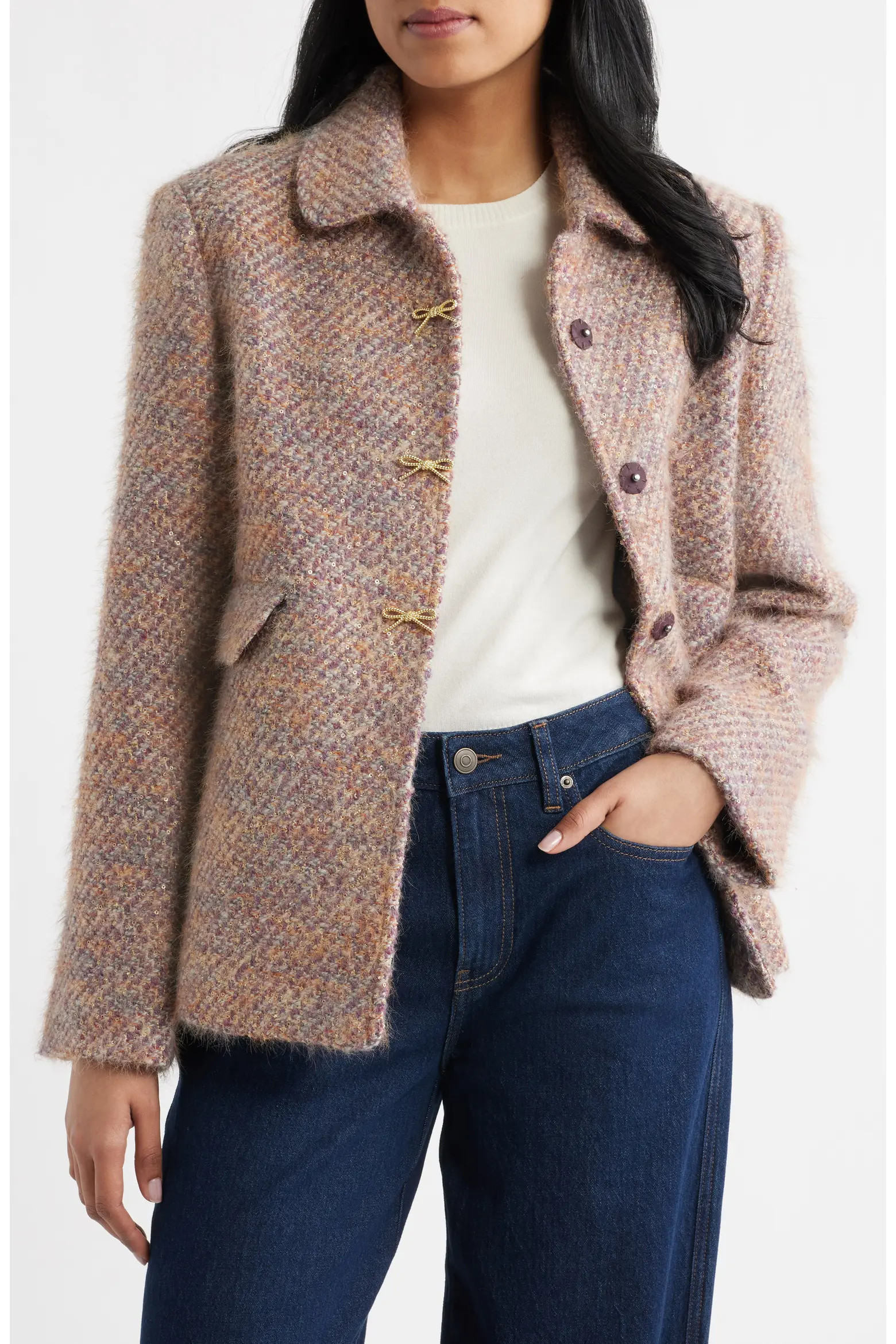 Sequin Tweed Swing Jacket (Women) | Nordstrom | Nordstrom