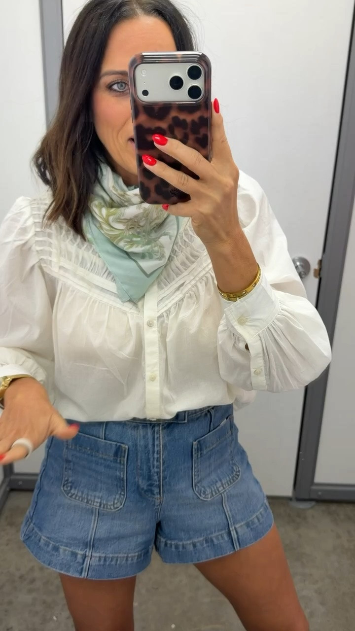 The blouse is so good in person and those denim shorts are the perfect length. Add a little neck scarf and suddenly it looks way more expensive than it is.

Wearing XS. ✨

#walmartfashion #walmartfinds #walmartstyle #affordablefashion #summerstyle #coastalgrandma #westernstyle #casualoutfit #everydaystyle #budgetfashion #outfitinspo #fashionfinds #summeroutfit #ltkstyle #ltkwalmart