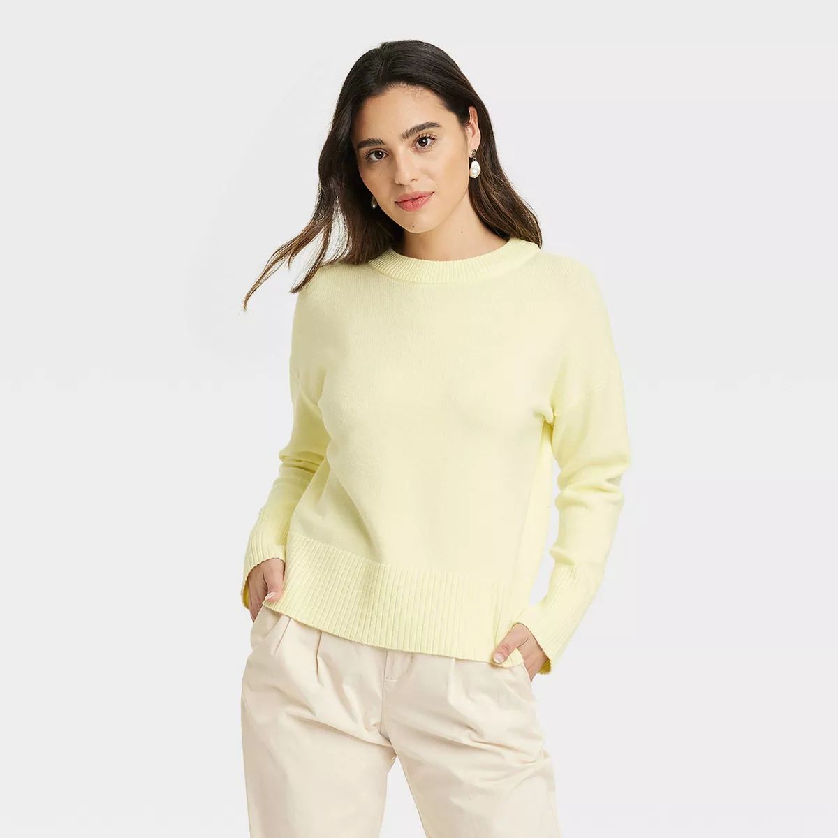 Women's Spring Pullover Sweater - A New Day™ Yellow XL | Target