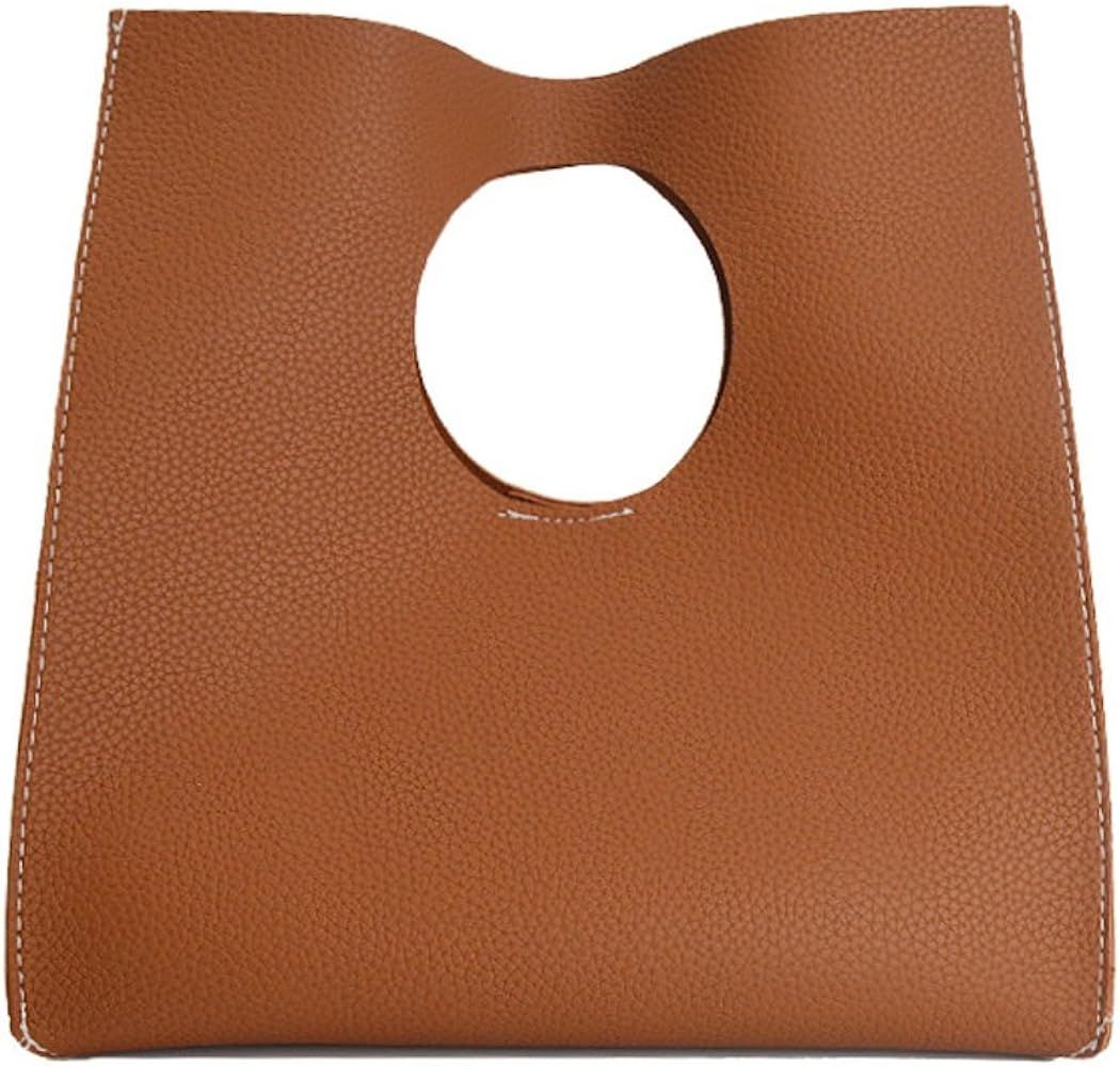 Amazon.com: Hoxis Vintage Minimalist Style Soft Pu Leather Handbag Clutch Small Tote (Brown) : Cl... | Amazon (US)