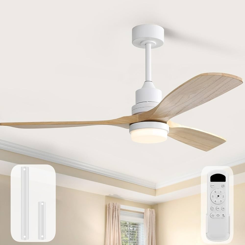 Sofucor 52 Inch Ceiling Fan with Lights and Remote Control-Modern Solid Wood Blade Ceiling Fan fo... | Amazon (US)