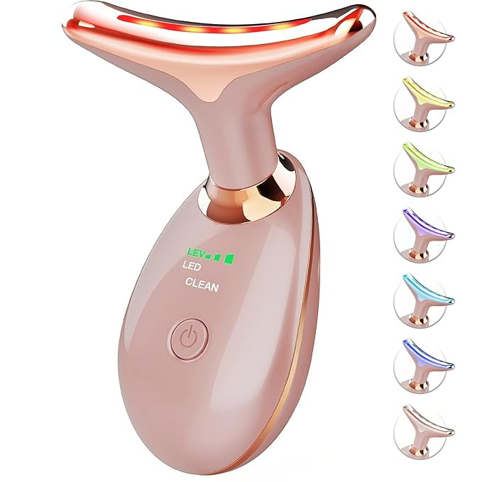 Red Light Therapy for Face and Neck, 7 Color Face Massager Tool for Wrinkles, Double Chin, Vibrat... | Amazon (US)