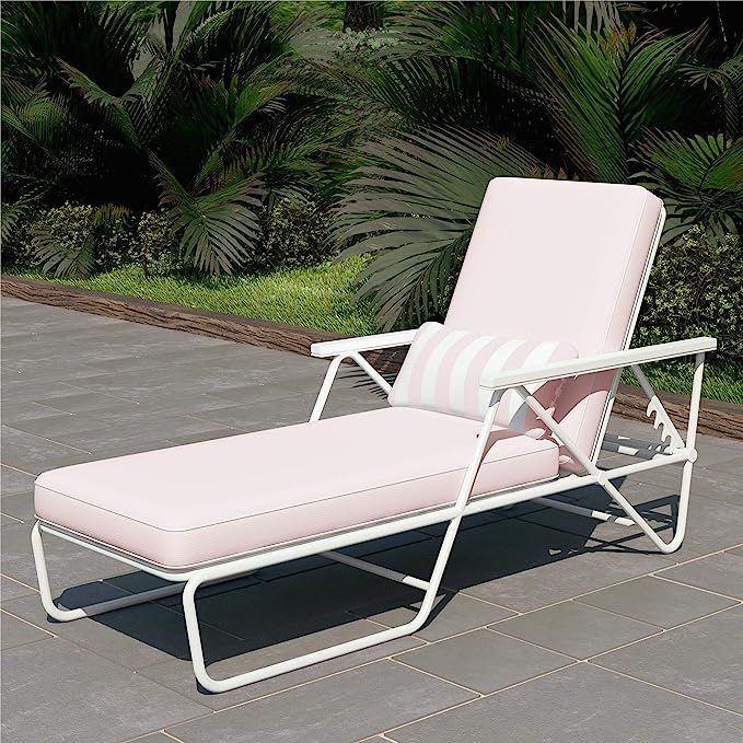 Novogratz 88063PNK1E Poolside Connie Outdoor Chaise Lounge, Pink | Amazon (US)