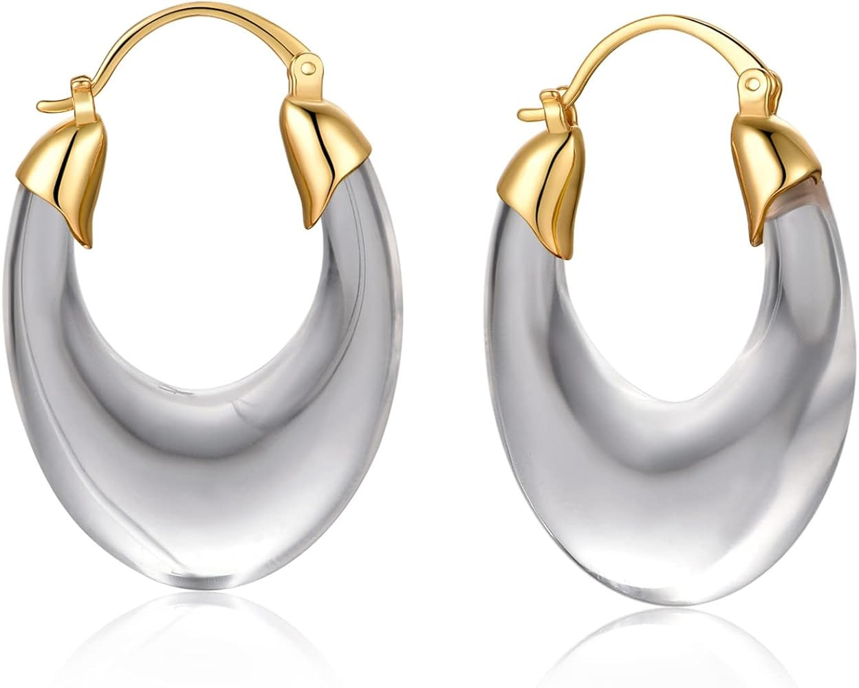 YESLADY Acrylic Hoop Earrings Geometric Resin Minimalist Statement Chunky Hoops for Women | Amazon (US)