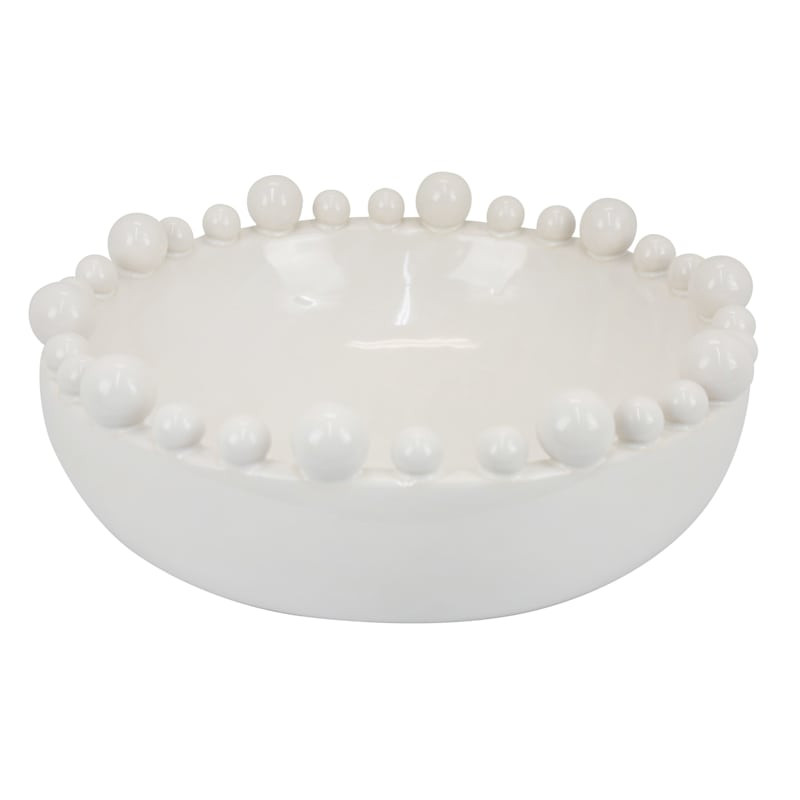 Porcelain White Bubble Bowl, 15" | At Home