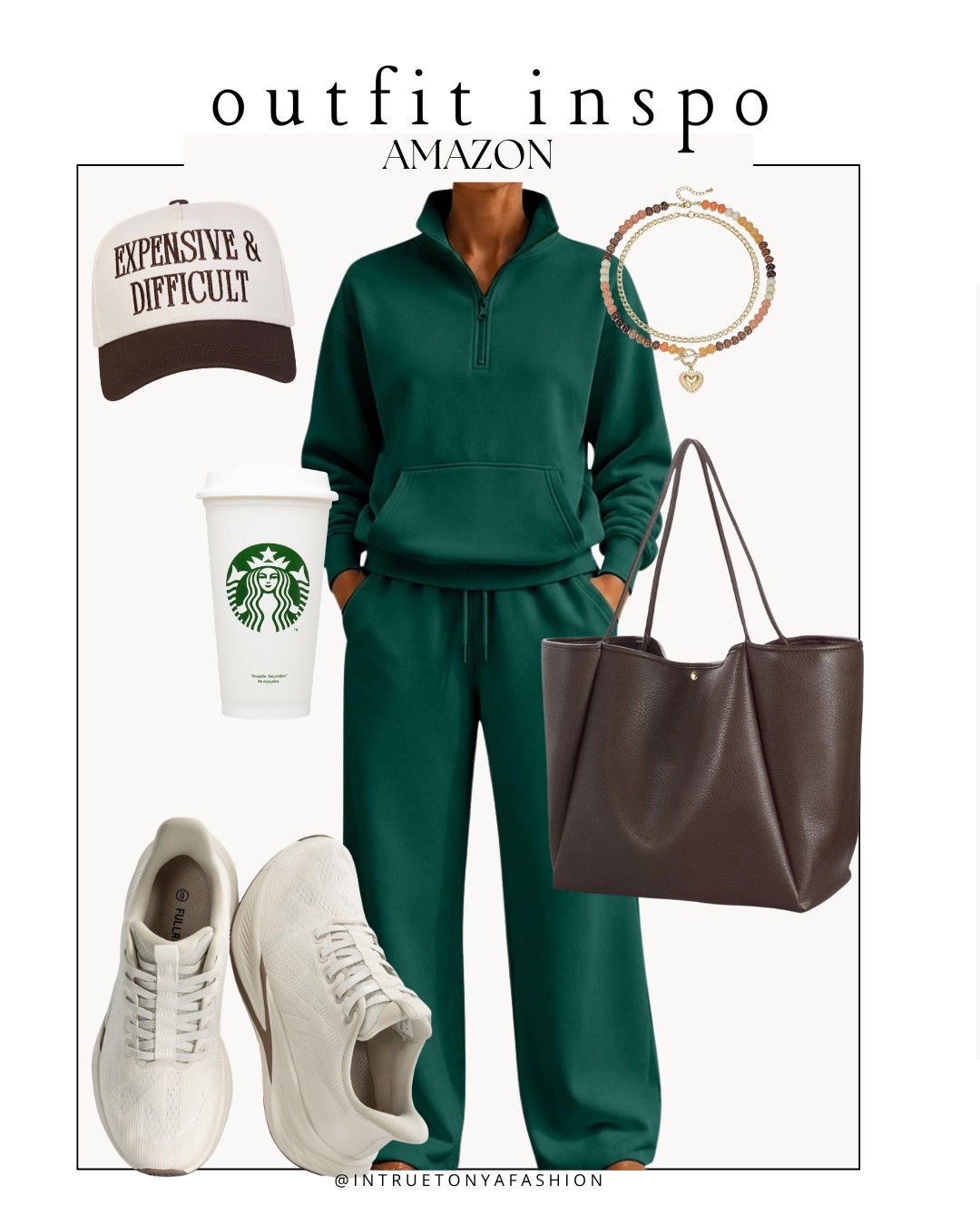 Fall outfit idea from amazon — matching quarter zip and sweatpants set, brown tote bag, neutral sneakers, baseball cap and beaded necklace 





Amazon outfits, fall outfit inspo, outfit ideas, casual outfits amazon, amazon outfits every day, outfit ideas 2026, fall outfits, fall outfits Amazon, midsize fall outfit inspo, petite outfits for fall, Amazon fall fashion, casual fall style, trending fall fashion, October outfit ideas, autumn outfits, fall fashion hauls, early prime day deals, fall travel outfit,

#LTKootd #LTKSaleAlert #LTKPetite