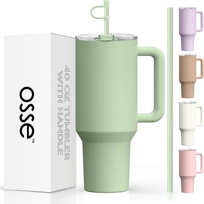 osse 40oz Tumbler with Handle and Straw Lid | Double Wall Vacuum Reusable Stainless Steel Insulat... | Amazon (US)