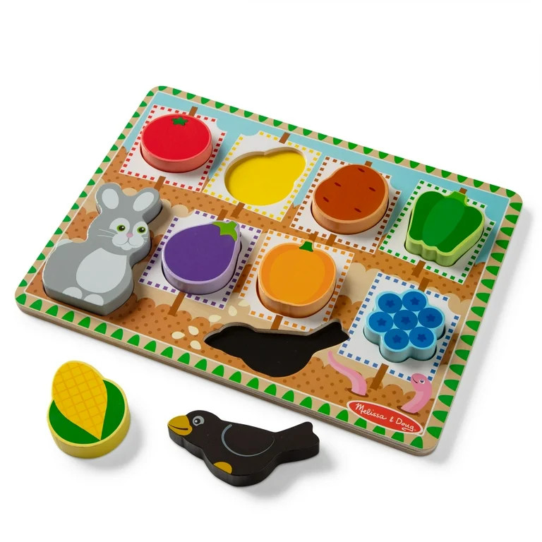 Melissa & Doug Colorful Garden Wooden Chunky Learning Puzzle - 9 Pieces - FSC Certified - Walmart... | Walmart (US)