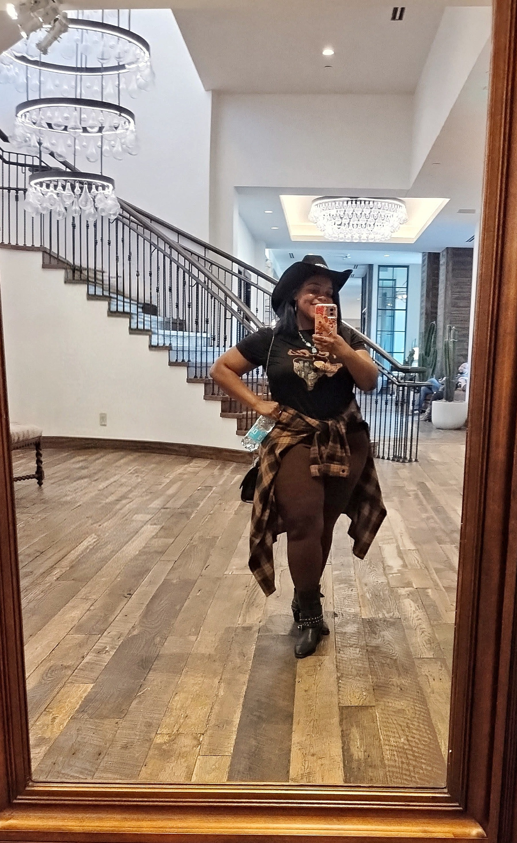 Rodeo season is here!👏🏾 If you're not a fan of the traditional Western look but you still want to look the part, check out the outfit I put together for visiting the Stockyards. 🤠 I'm all about ur an chic, feminine rockstar glam. All you need are studded buckle cowboy boots, oversized plaid shirt, and a concho cowboy hat.🖤 My extra personal touch is the turquoise jewelry my mom gave me from a Native American store in Oklahoma.🥹 I linked similar pieces below. 

#LTKootd #LTKSeasonal #LTKMidsize