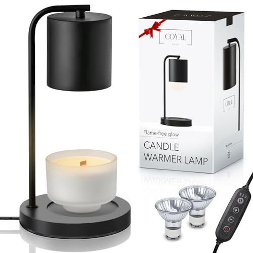 Candle Warmer Lamp with Timer and Dimmer & Includes 2 Bulbs, Electric Wax Candle Lamp Warmer for Jar Candles, Home Decor Aesthetic, and House Warming Gifts - Black | Amazon (US)
