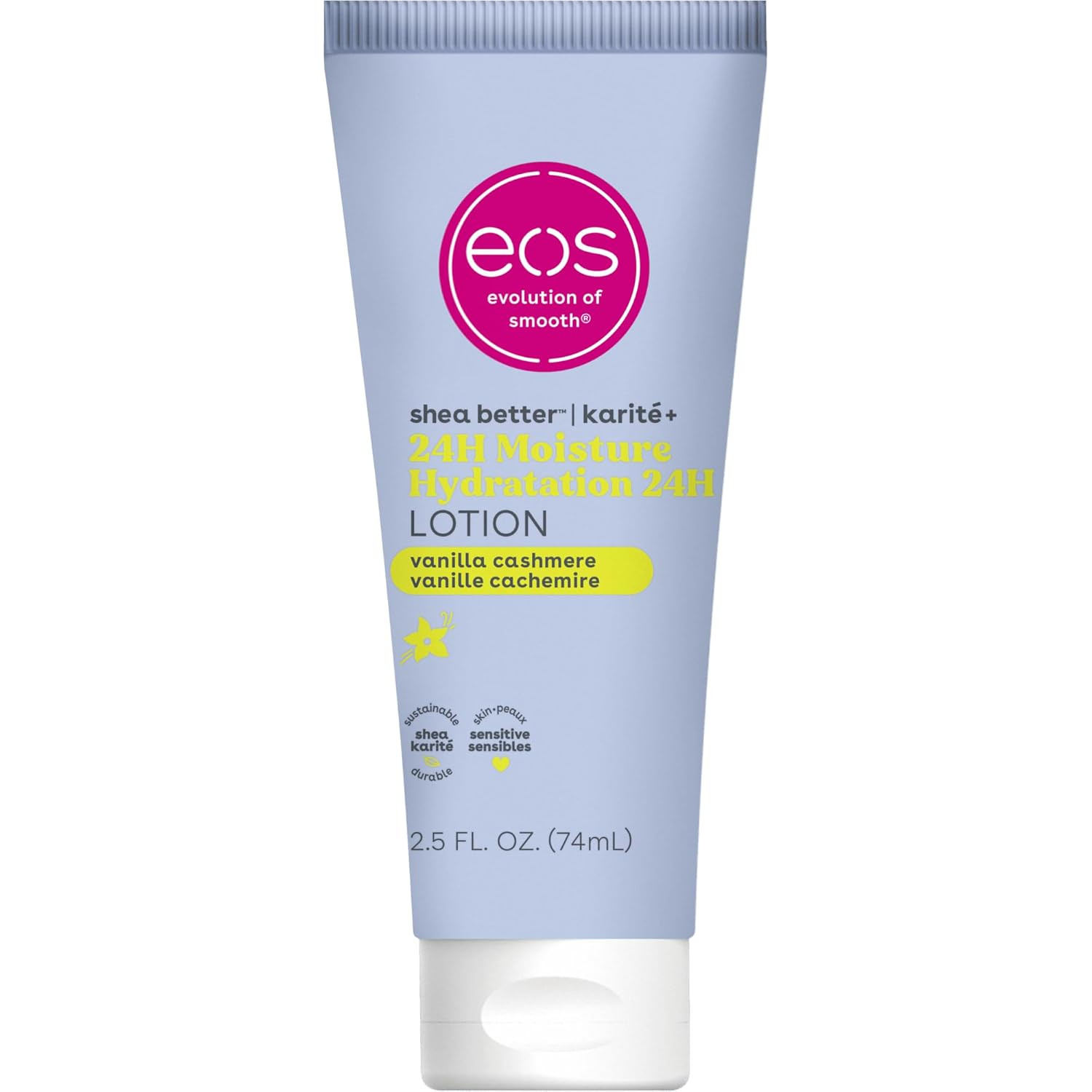 eos 24H Moisture Travel Body Lotion- Vanilla Cashmere, 2.5 fl oz | Amazon (US)