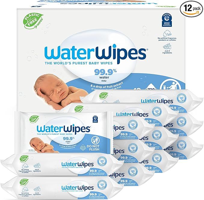 WaterWipes Plastic-Free Original Baby Wipes, 99.9% Water Based Wipes, Unscented & Hypoallergenic ... | Amazon (US)