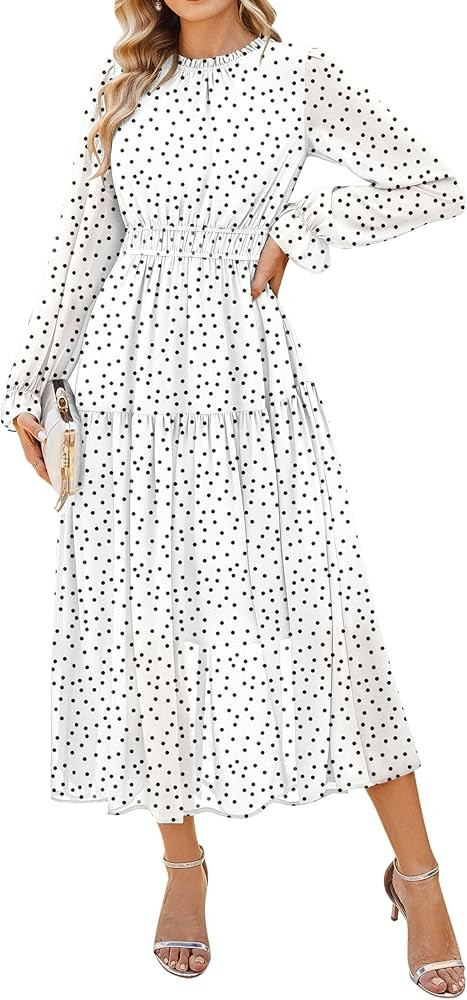 GRACE KARIN Women's Long Sleeve Maxi Dress 2026 Chiffon Flowy Wedding Guest Dresses Floral Dress ... | Amazon (US)