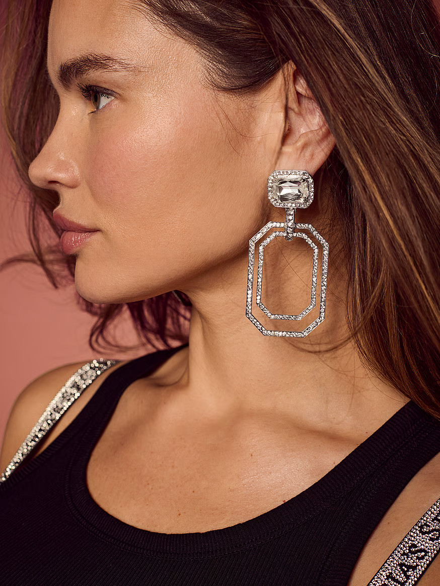 Buy VS Bombshell Shine Dangle Earrings, Silver Diamante - Order W EARRINGS online - Victoria's Se... | Victoria's Secret (US / CA )