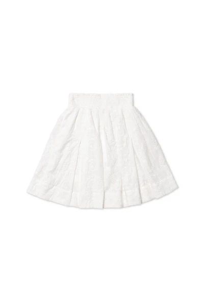 Smocked Waist Skirt - White Embroidery | Shop BURU