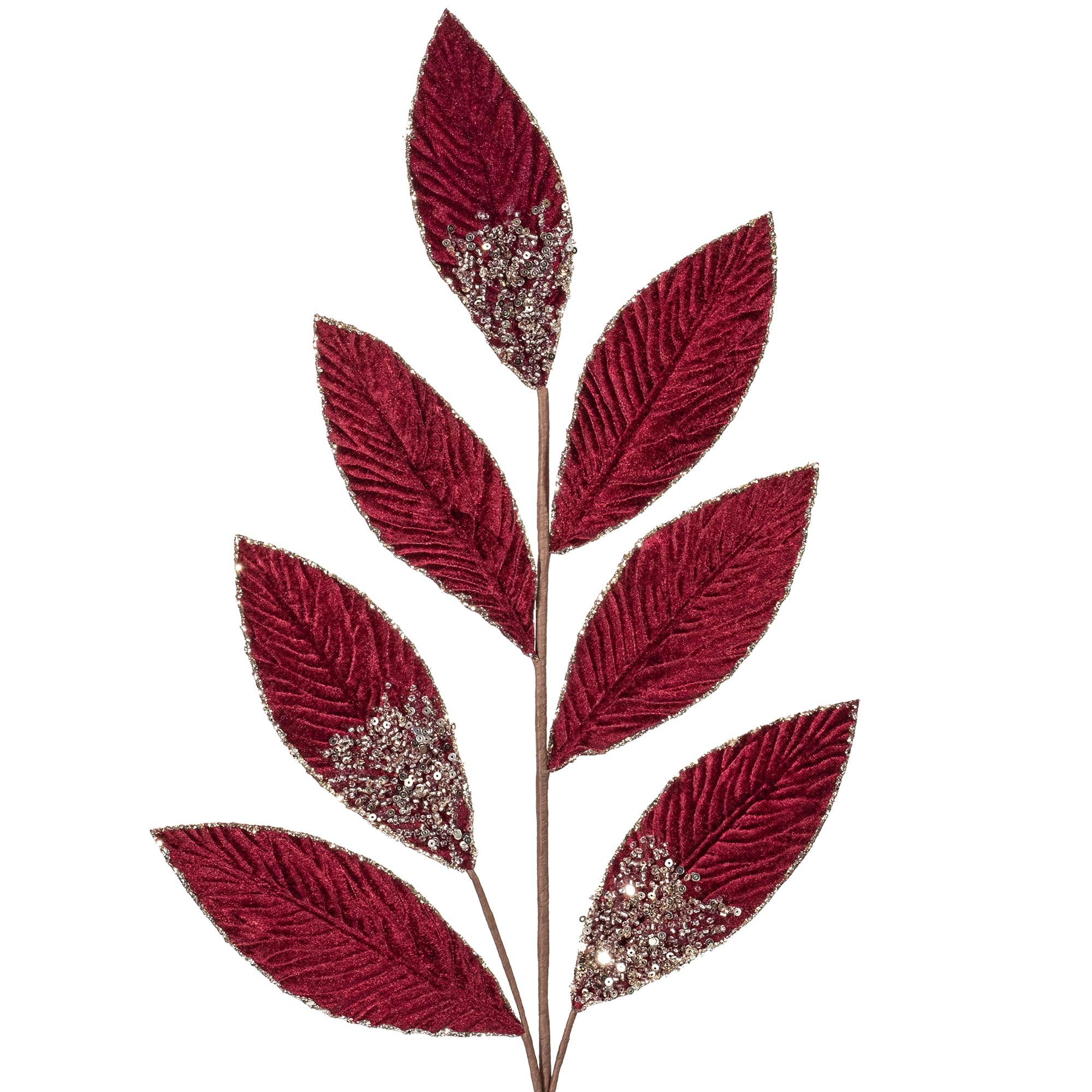 KI Store Burgundy Christmas Picks Spray Set of 6 Christmas Leaf Floral Stem for Christmas Tree De... | Amazon (US)