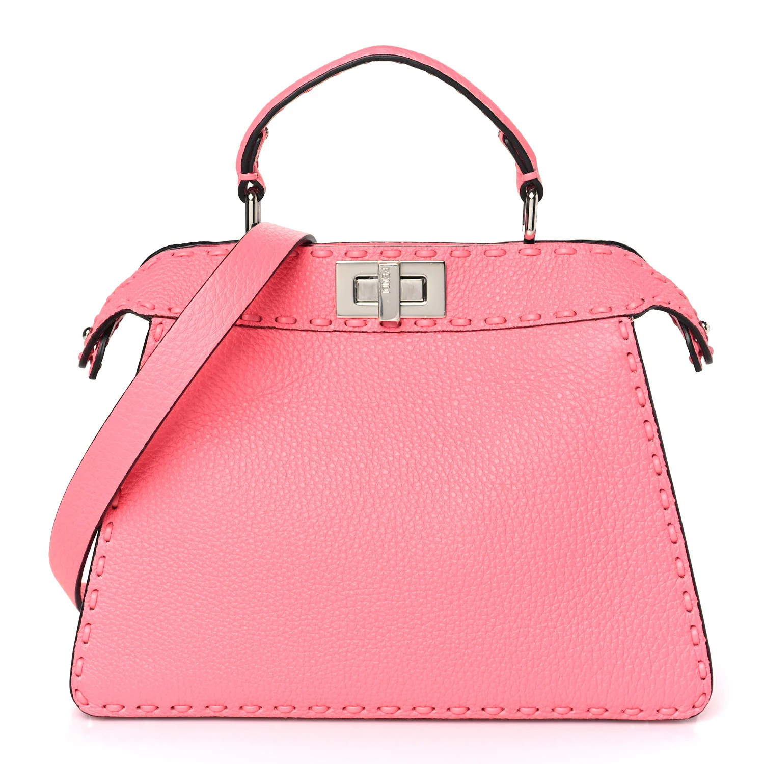 Cuoio Roma Sellerissima Nappa Sintetica Tape Stitch Small Peekaboo I SEE U Satchel Pink Dalia | FASHIONPHILE (US)