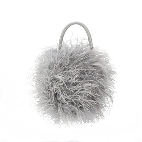 Skying Women's Real Ostrich Feather Evening Purse Handbag Clutch, Party Gift Wool Bag Wallet Tote For Winter (Grey) | Amazon (US)