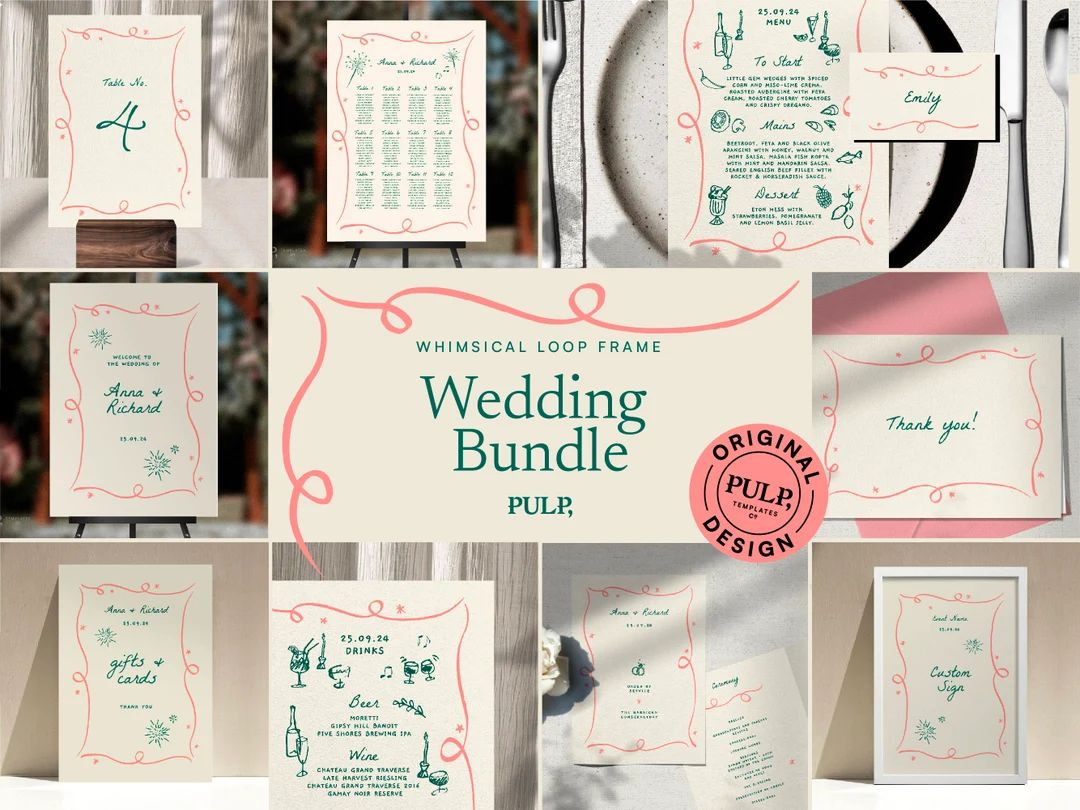 WEDDING on the Day BUNDLE TEMPLATES  Hand Drawn & Handwritten - Etsy | Etsy (US)
