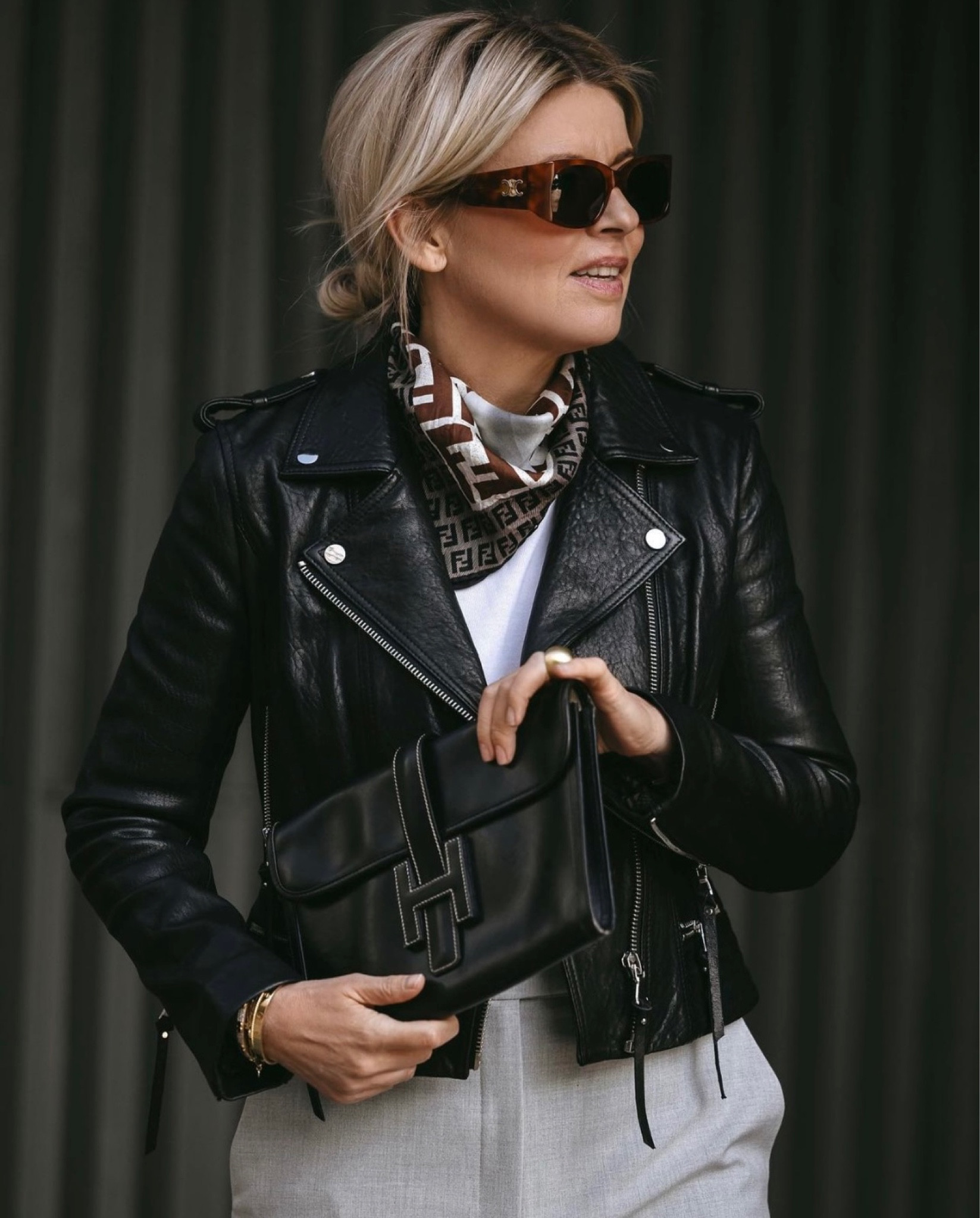 New trend: triangle scarf. Today I styled it with a leather biker jacket. 

#LTKFind #LTKstyletip #LTKfit