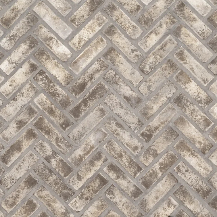 ArtisanBrik 12.5" x 25.5" Textured Clay Brick Herringbone Mesh-Mounted Mosaic Floor & Wall Tile | Wayfair North America