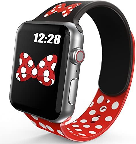 OTTARTAKS Band Compatible with Apple Watch Band 42mm 44mm Girls Women, Cute Cartoon Mouse Bow-kno... | Amazon (US)