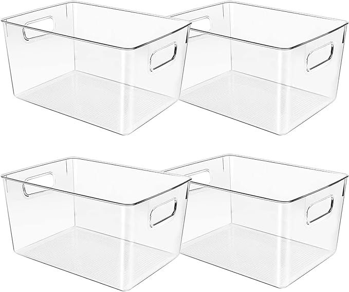Clear Plastic Storage Bins, Perfect for Kitchen Organization or Pantry Organization and Storage, ... | Amazon (US)