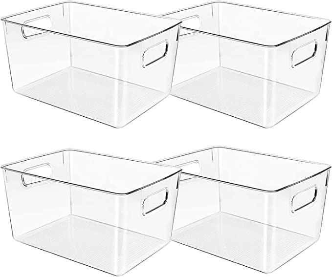 Clear Plastic Storage Bins, Perfect for Kitchen Organization or Pantry Organization and Storage, ... | Amazon (US)