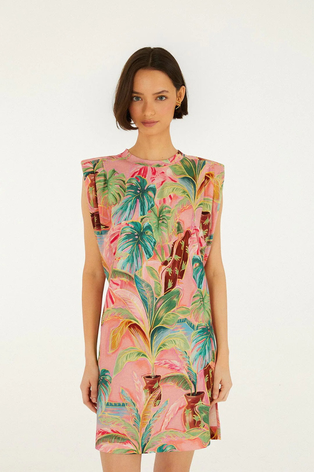 Pink Pool Time Padded Shoulder Organic Cotton T-Shirt | FARM Rio | FarmRio (US)