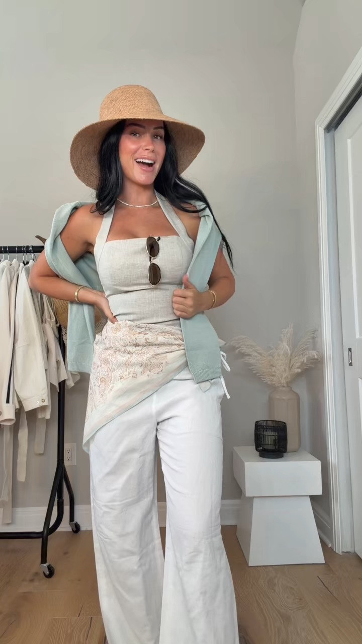 Summer linen outfit 🤍
I’ll have all the details on my LTK ✨

My sizing: 5’7, 145lbs, 32DD
I’m wearing size smalls.






@Aritzia  summer outfit, linen outfit, white linen outfit, linen set, coastal style, coastal chic, summer fashion, warm weather outfit, vacation outfit, resort wear, beach vacation outfit, European summer style, effortless style, neutral outfit, elevated basics, chic summer outfit, summer staples, sun hat outfit, straw hat outfit, bandana styling, scarf styling, casual chic, everyday outfit, vacation style, Steve Madden shoes, sandal outfit, summer sandals, Aritzia outfit, Aritzia summer, linen pants outfit, linen top, clean girl aesthetic, old money style, timeless style, capsule wardrobe, summer wardrobe, outfit inspiration

#LTKootd #LTKgrwm #LTKSaleAlert
