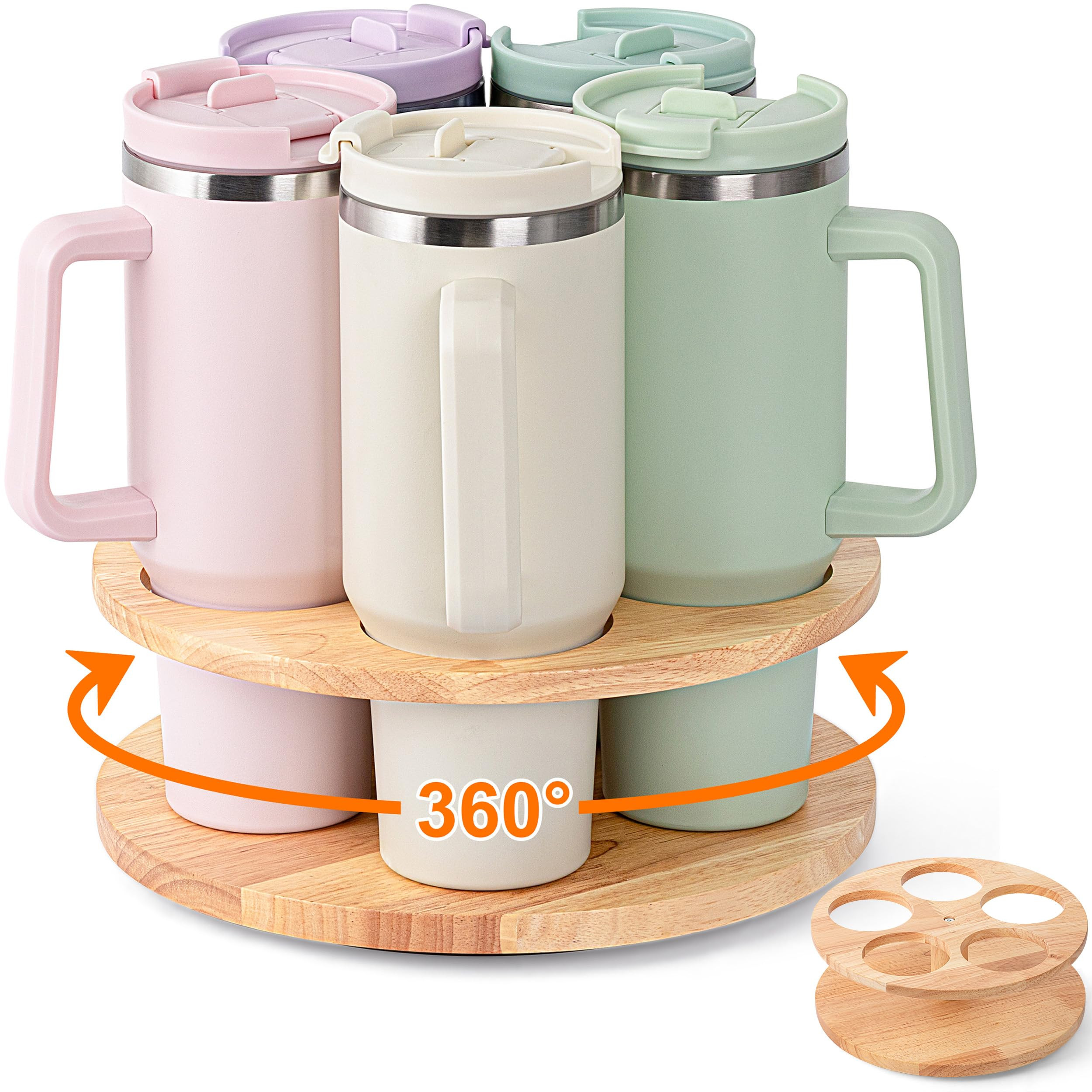 MyLifeUNIT Water Bottle Organizer for Stanley Cups 40oz/30oz/20oz, 360° Rotating Wooden Tumbler ... | Amazon (US)
