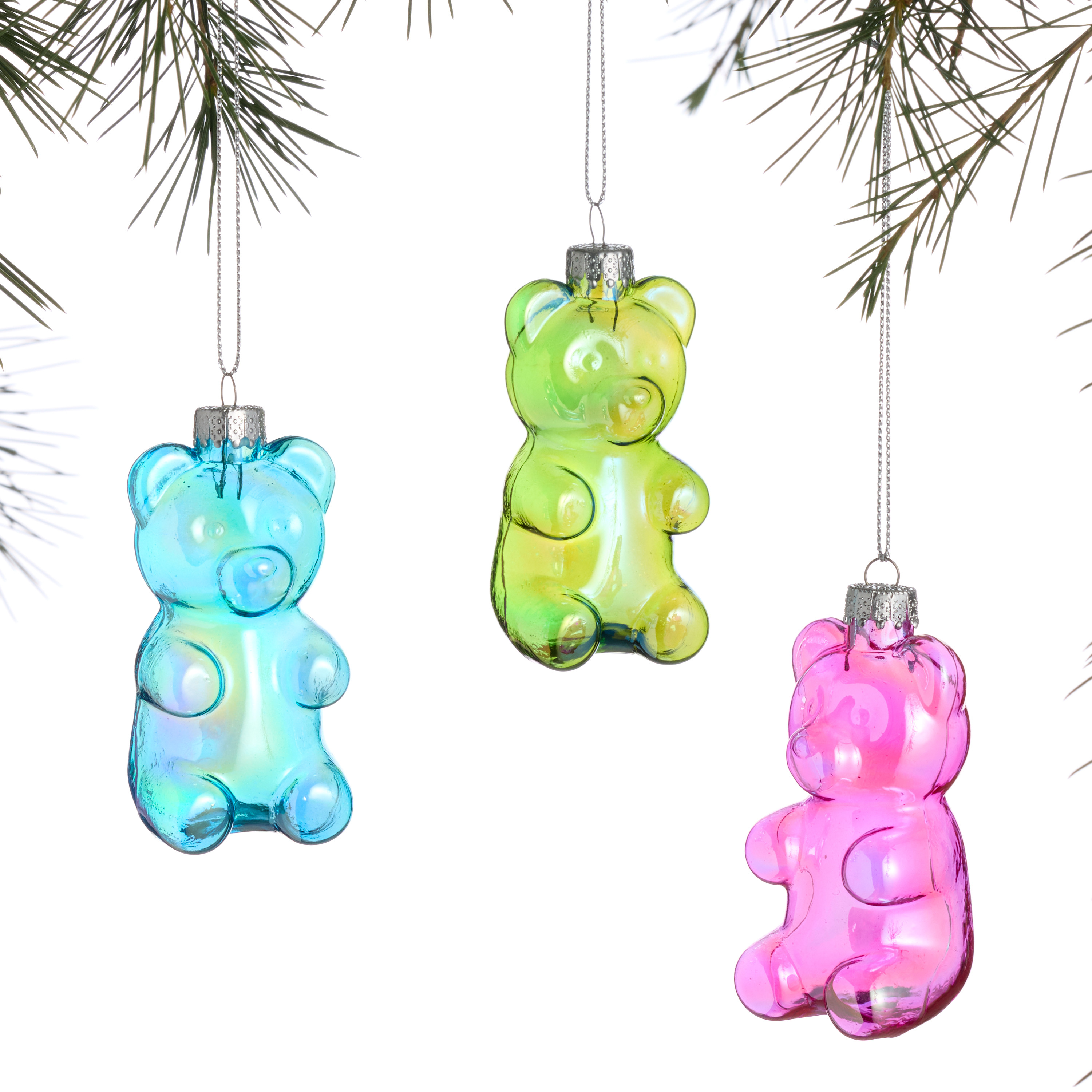 Iridescent Glass Gummy Bear Ornaments Set of 3 | World Market