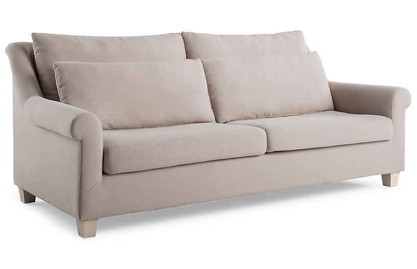 Sydney Roll-Arm Sofa, Mushroom | One Kings Lane