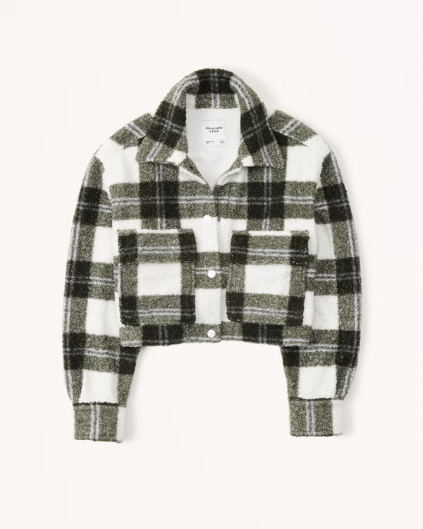 Women's Cropped Sherpa Shirt Jacket | Women's New Arrivals | Abercrombie.com | Abercrombie & Fitch (US)