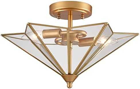 TENGIANTS Modern Semi Flush Mount Ceiling Light Brass Ceiling Light Fixture Six-Pointed Star Kitchen | Amazon (US)