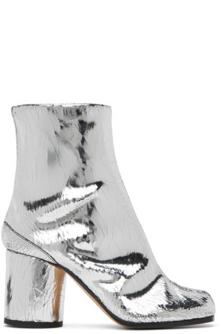 Silver Broken Mirror Tabi Boots | SSENSE
