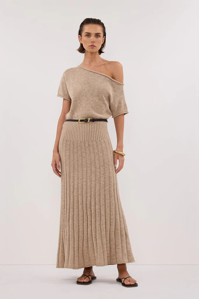 RICK NATURAL ASYM KNIT MIDI DRESS | DISSH