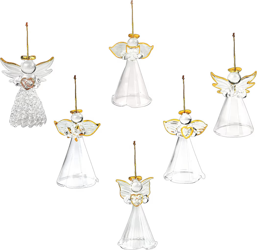 4E's Novelty Glass Angels for Christmas Tree (Set of 24) - 2.5" Mini Angels in 6 Unique Designs, ... | Amazon (US)