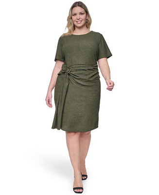 Plus Size Jewel Neck Short-Sleeve Dress | Macy's