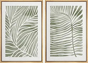 SIGNWIN Canvas Print Wall Art Set Green White Tropical Island Palm Leaves Nature Wilderness Illus... | Amazon (US)