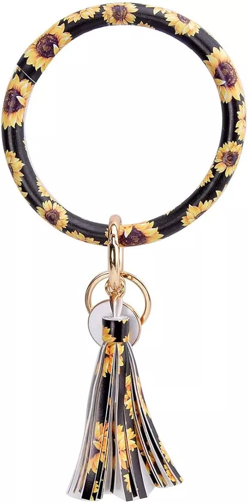 Weixiltc Key Ring Bracelet Wristlet Keychain Bangle Keyring - Portable  Leather Tassel Bracelet Key Chain Holder for Women