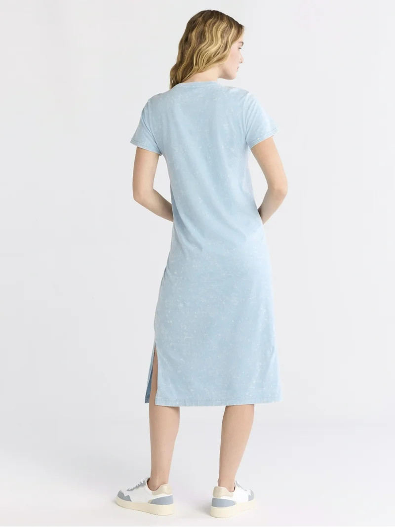 Time and Tru Women's Midi T-Shirt Dress with Short Sleeves, Sizes XS-XXXL - Walmart.com | Walmart (US)