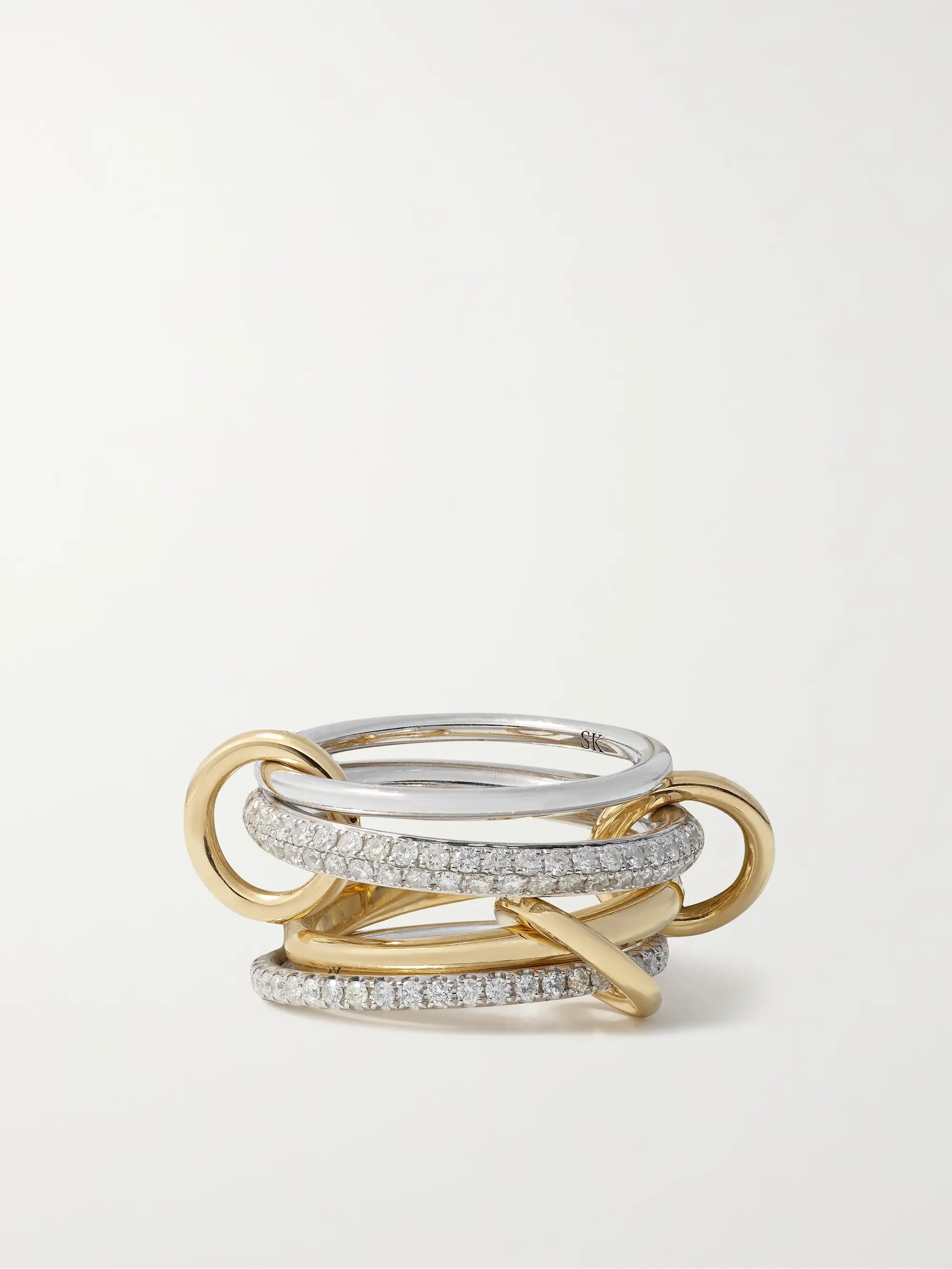 Vega set of four sterling silver and 18-karat gold diamond rings | NET-A-PORTER (US)
