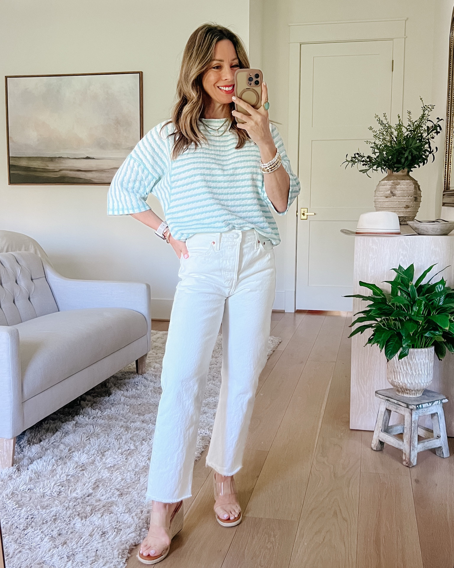 This top is nice and stretchy, a great modern tee look that’s perfect for spring 

Top Fit: I’m wearing a Small

Jeans Fit: I’m wearing a 26

#LTKmomlife #LTKgrwm #LTKPetite